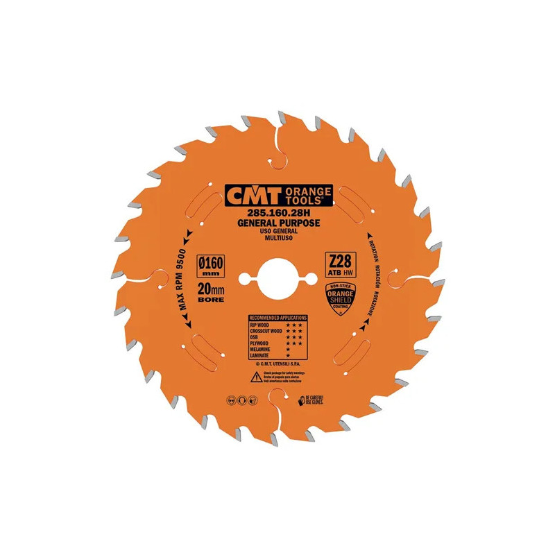 D:160x2,2mm,d:20mm,Z:28, Pilový kotouč pro podélné a příčné řezy, C28516028H, CMT Orange Industrial, odhlučněný