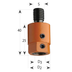 D19.5x25x40 M8 L, Upínací pouzdro 301 s rovnou dosedací plochou pro vrták S10, F301-00002, IGM