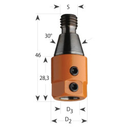 D19.5x28,3x46 M10 P, Upínací pouzdro 303 s kónickou 30° plochou pro vrták S10, F303-00001, IGM