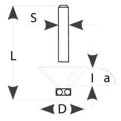 45°-D:32x12,7mm,S:8mm, Úhlová fréza s ložiskem, M109-04581, IGM