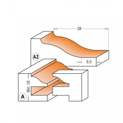 Sada stopkových fréz, pro rámy a výplně 3ks, profil A+A2, S: 12mm, C90051311, CMT