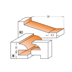 Sada stopkových fréz, pro rámy a výplně 3ks, profil B+B2, S: 12mm, C90051211, CMT