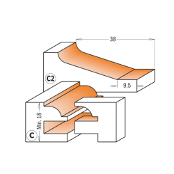 Sada stopkových fréz, pro rámy a výplně 3ks, profil C+C2, S: 12mm, C90051411, CMT