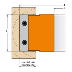 D:100x51mm,d:19,05mm,Z:2,V:4, ALU, MAN, Falcovací fréza šikmé zuby, C69410019, CMT