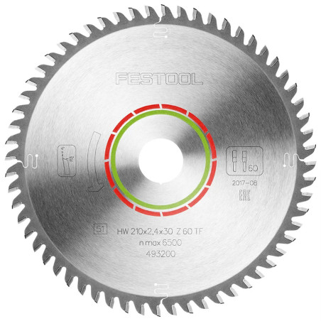 D:210x2,4mm,d:30mm,TF:60, Pilový kotouč do okružních pil, 493200, LAMINATE/HPL, Festool