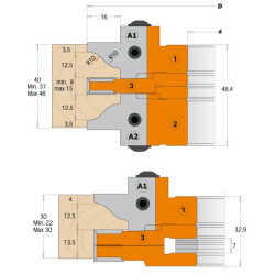 D:132mm,d:30mm,Z2+2, ALU, MAN, sada, Fréza na výrobu dveří, C69401530, CMT