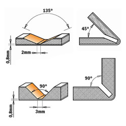 D:18x7,45mm,S:8mm,90°, Fréza na V drážku pro Alucobond, C91500111, CMT