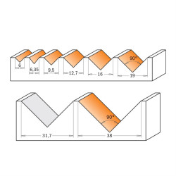 D:9,5x12,7mm,90°,S:8mm, Fréza na V drážku, C91509511, CMT