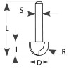 R9,5-D:19x12,7mm,S:8mm, Čelní vypouklá fréza, M114-09581, IGM