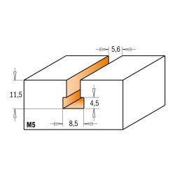 D:8,5x11,5mm,d:5,6mm,L:47mm, S:8mm, Z1, M5, Fréza na cylindrické drážky, C95000211, CMT