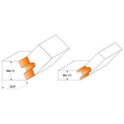 22,5°-D:37,3x22,2mm,S:8mm, Fréza na spoje 22,50-45°, C95500511, CMT