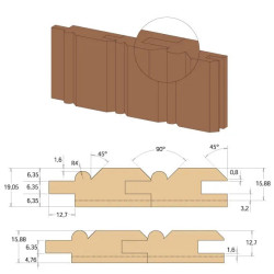 R4-D:23,8mm,I:19,05mm,S:12mm, Fréza na obklady Wainscot, C96160111, CMT