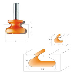 D:19,05x19,05mm,R:2,4-4,76,S:8mm, Fréza na rukojeti, C95510211, CMT