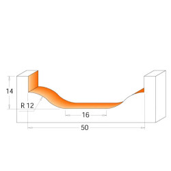 D:50mm,d2:6mm,I:14mm, R12, S:12mm, Čelní fréza na výplně dvířek, C97050111, CMT