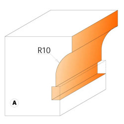 R10,D:2mm,I:19mm, profil A S:8mm, Fréza na příčky prosklených dvířek, C95530711M, CMT