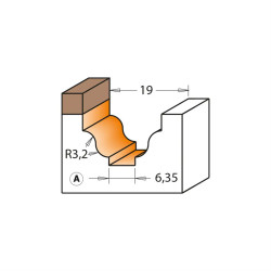 R:4-D:28,6x14,3mm,S:12mm, Profil B, Profilová čelní fréza s ložiskem, C96570211B, CMT