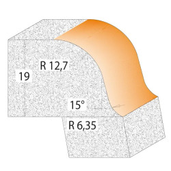 R:6,35-D:54mm,I:12,7mm,S:12mm, Zaobl. fréza na hrany umyvadel CORIAN, C98054211, CMT