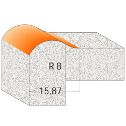 R:8-D:25,4mm,I:22,2mm,B:15,87mm,S:12mm, Profilová fréza na hrany CORIAN, C98053111, CMT