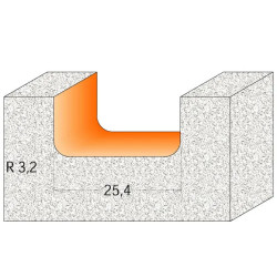 R:3,2-D:25,4mm,I:12,7mm,S:12mm, Drážkovací rádiusová fréza CORIAN, C98151211, CMT