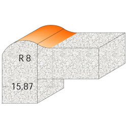 R:8-D:25,4mm,I:12,7mm,S:12mm, Profil. fréza čelní na hrany CORIAN, C98150111, CMT