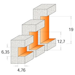 R:4,76-D:22,2mm,I:6,35mm,S:12mm, Drážkovací boční fréza CORIAN, C98051111, CMT