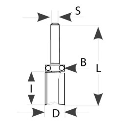 D:12x25mm,L:61mm,S:8mm, drážkovací fréza s ložiskem, M112-12081, IGM